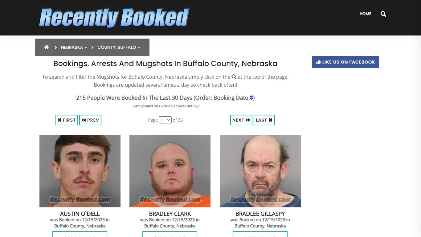 Bookings, Arrests and Mugshots in Buffalo County, Nebraska